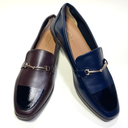 輕質防水雙色樂福鞋（深海軍藍或深棕色 x 琺瑯黑）22.0cm〜26.0cm 第15張的照片