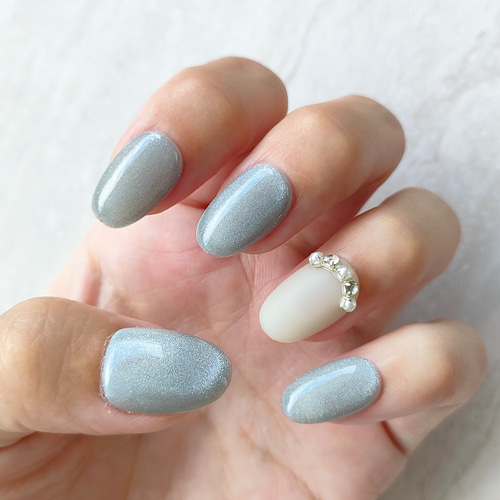 マグネットネイル『 ラムネ 』ワンポイントマットネイル ネイルチップ  