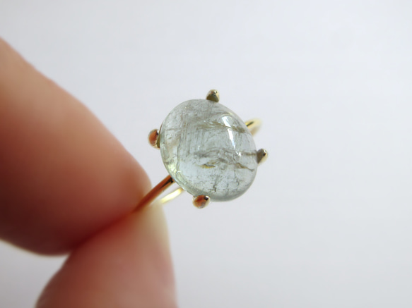 [十月誕生石] 大號 10 x 8 毫米“電氣石”凸圓形戒指 第2張的照片