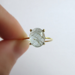 [十月誕生石] 大號 10 x 8 毫米“電氣石”凸圓形戒指 第1張的照片