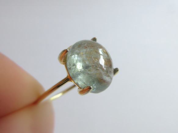 [十月誕生石] 大號 10 x 8 毫米“電氣石”凸圓形戒指 第7張的照片