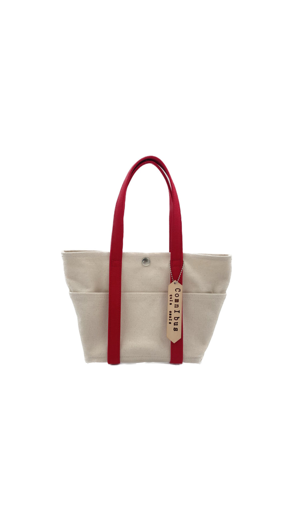 帆布mini tote bag kinari×red 2枚目の画像