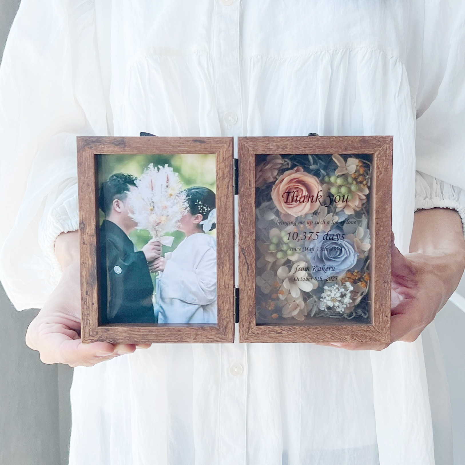 感謝価格＊両親感謝状　文字入れOK　7008 テラコッタ　子育て感謝状　結婚祝い　還暦祝い　誕生日　写真立て