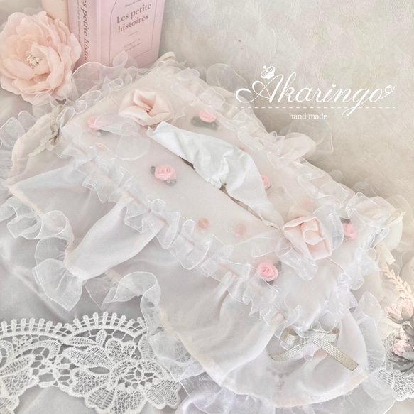 フリルティッシュボックスカバー　ハンドメイド.:*♡ フリルティッシュボックス カバー ケース ハンドメイドの通販 by