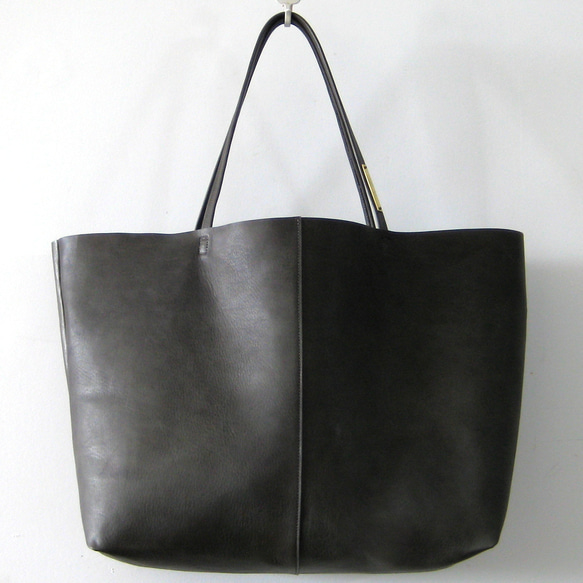 OTONA eco-bag XLサイズ クロームグレイ　本革製トートバッグ 2枚目の画像