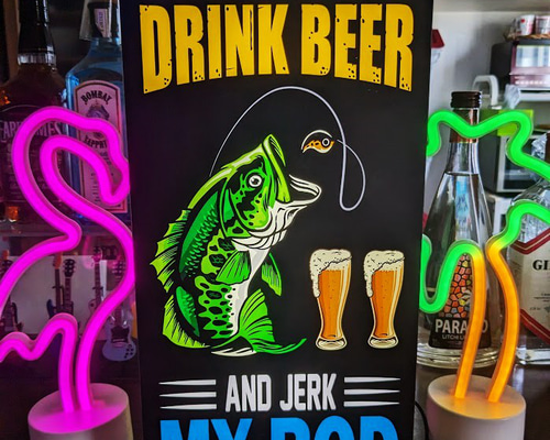 【Lサイズ】釣り ビール ブラックバス 酒 看板 置物 雑貨 ライトBOX Lサイズ】BASSER 釣り ビール バスフィッシング 酒 自宅 店舗