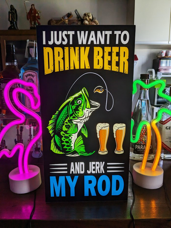 【Lサイズ】BASSER 釣り ビール ブラックバス バスフィッシング 酒 自宅 店舗 サイン ランプ 看板 置物 雑貨 ライトBOX 電飾看板 電光看板 Lサイズ】BASSER 釣り ビール バスフィッシング 酒 自宅 店舗