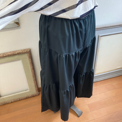 促銷價 ★ 分層褲❤️ 分層喇叭寬褲 黑色（尺寸L） 第4張的照片