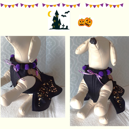 犬服ハンドメイド♡ミィモ♡ハロウィンワンピ♡ラグラン袖ハイネックワンピース 3485c9ed55bb3aa7feea0b9facaf21