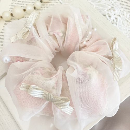 リボン ヘアゴム♡ラブフィーユリボン♡夏♡花柄♡ハンドメイド