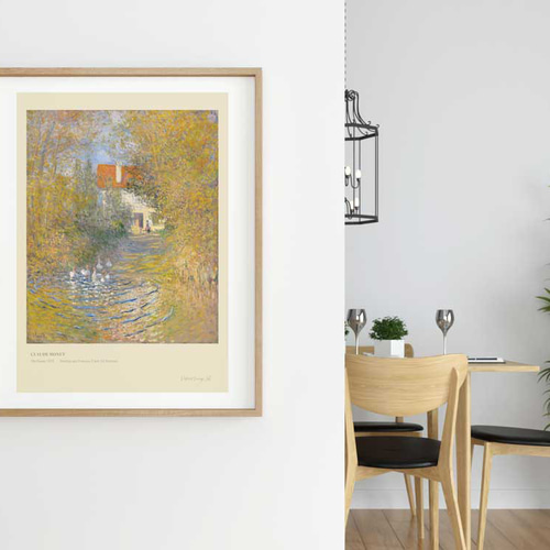 モネ、小川のガチョウ、風景画、秋のポスター、シンプルモダン、北欧