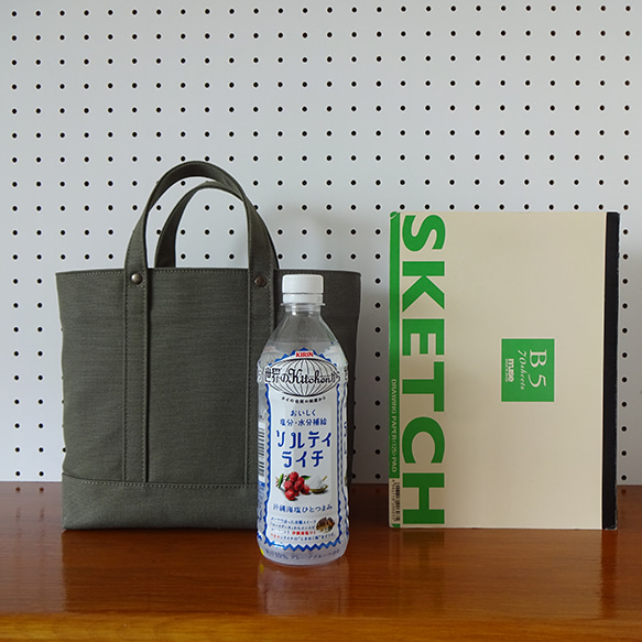 2WAY帆布シンプルトートS（カーキ） 5枚目の画像