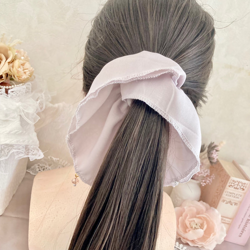 ドレッシー 2way ヴェールのような姫シュシュ くすみパープル
