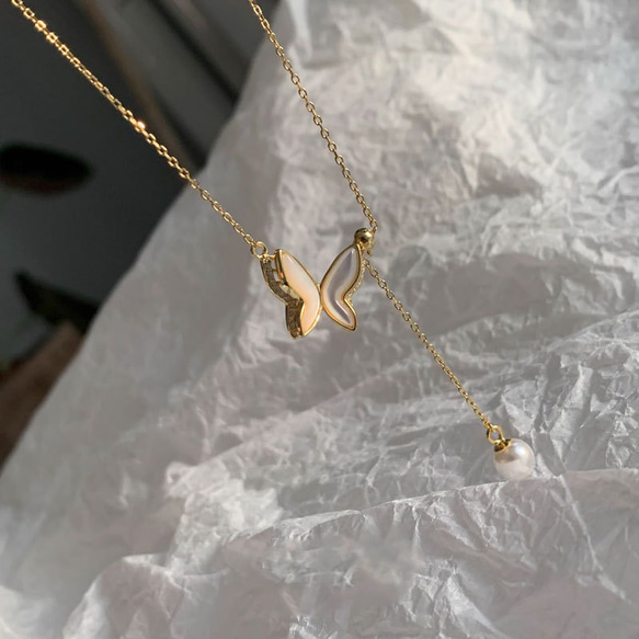 silver925 シェルパールヴィンテージネックレス シルバー