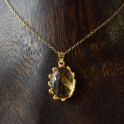 受注制作】11月誕生石 シトリン カボションカット ペンダントトップ  
