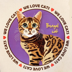 le Bonbon(ル ボンボン)　トートバッグ ベンガルキャット Bengal Cat  猫 イラスト バッグ 2枚目の画像