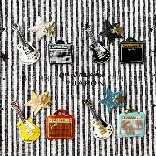 ROCKなギターLOVERのブローチセット☆due ピンバッチ quatresix