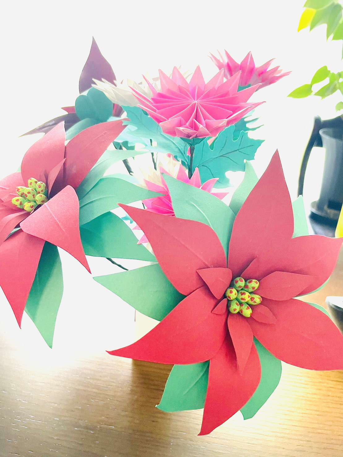 ポインセチア　折り紙フラワー