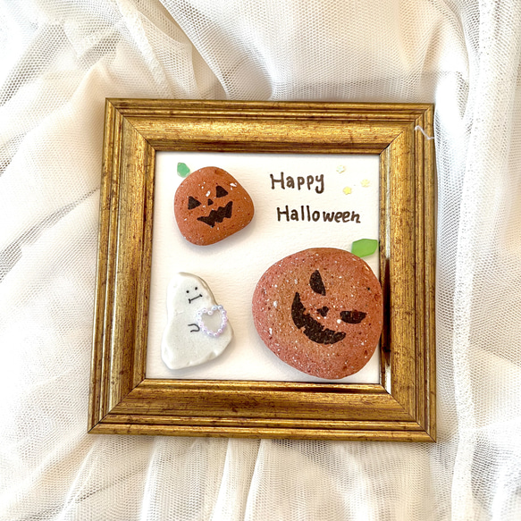 SALE ハロウィン　シーグラスアート　Happy halloween 1枚目の画像