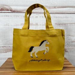 【特別セール限定】【送料無料】馬の刺繍のキャンバスデイリーミニトートバッグ 5枚目の画像