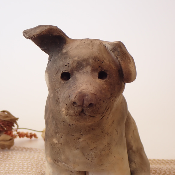 陶製　犬の置き物　子犬のきょうだい　野焼き技法　『犬の日2023』 18枚目の画像
