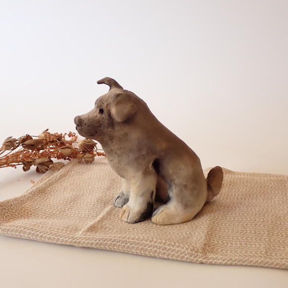 陶製　犬の置き物　子犬のきょうだい　野焼き技法　『犬の日2023』 14枚目の画像