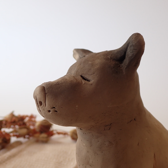 陶製　犬の置き物　子犬のきょうだい　野焼き技法　『犬の日2023』 12枚目の画像