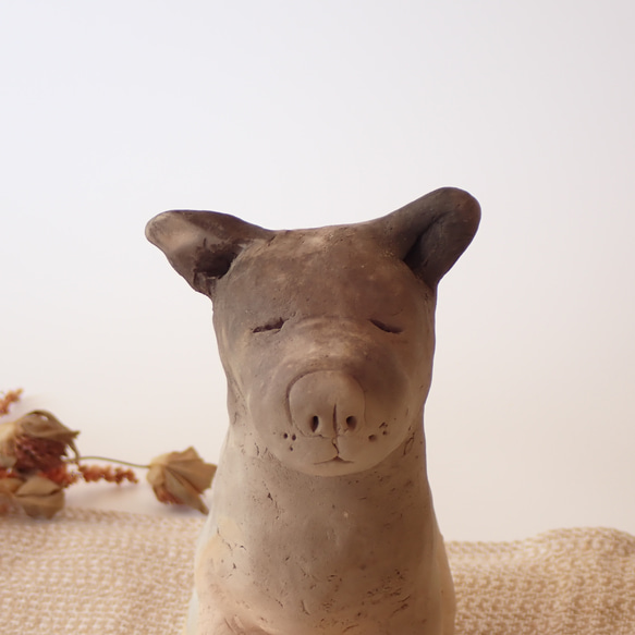 陶製　犬の置き物　子犬のきょうだい　野焼き技法　『犬の日2023』 10枚目の画像