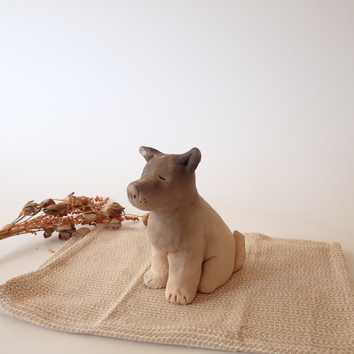 陶の子犬の置物 陶製 犬の置き物 子犬のきょうだい 野焼き技法 『犬の日2023』 その他