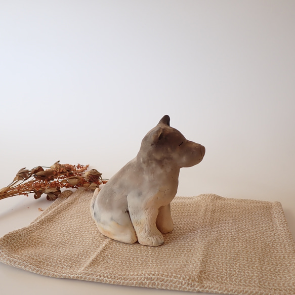 陶製　犬の置き物　子犬のきょうだい　野焼き技法　『犬の日2023』 8枚目の画像