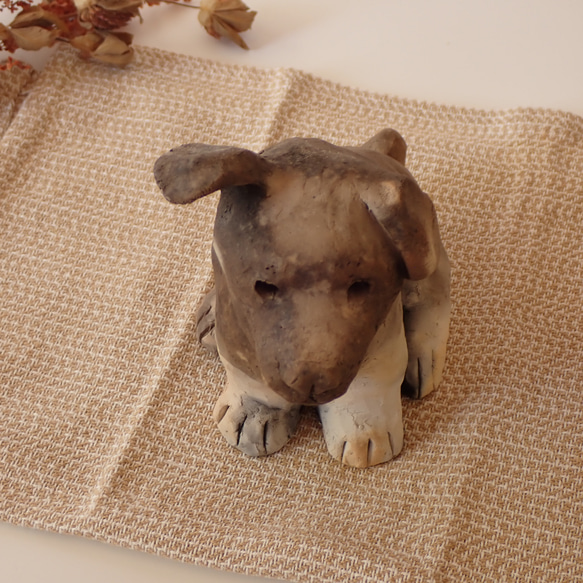 陶製　犬の置き物　子犬のきょうだい　野焼き技法　『犬の日2023』 20枚目の画像