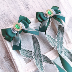 マーメイド ひらひらリボン♡ツイン♡ヘアゴム♡グリーングラデ マーメイド ひらひらリボン♡ツイン♡ヘアゴム♡グリーングラデ