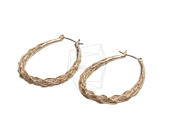 ERG-2468-G【2個入り】ロングオーバルピアス/Long Oval Post Earring 2枚目の画像