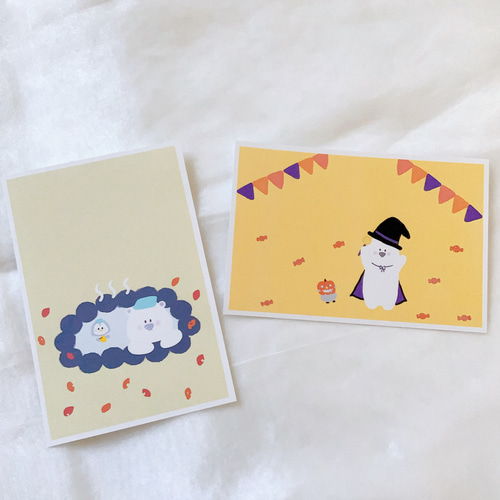 秋満開シロ&ペンシリーズ！ 10枚セット ポストカード はがき イラスト