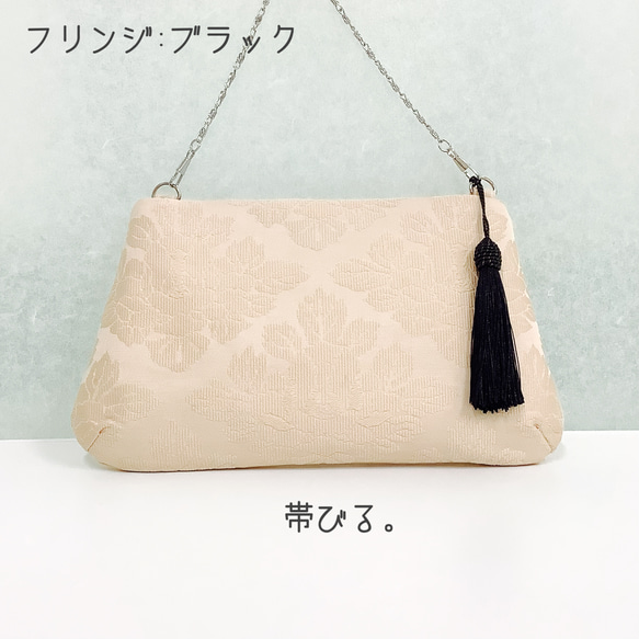 ✳︎Handbag✳︎ハンドバッグ✳︎アイボリー✳︎パーティバッグ✳︎帯リメイク✳︎ 3枚目の画像