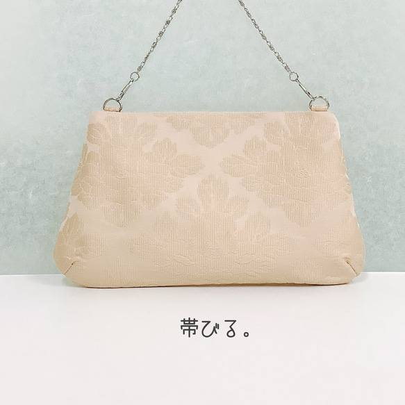 ✳︎Handbag✳︎ハンドバッグ✳︎アイボリー✳︎パーティバッグ✳︎帯リメイク✳︎ 4枚目の画像