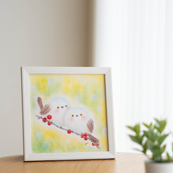 【複製画】「雪の妖精シマエナガ」　パステルアート　動物　鳥　冬　かわいい　イラスト 3枚目の画像