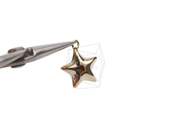 PDT-2714-G【2個入り】スターペンダント,Stars Pendant/15.7mm X 18.7mm 4枚目の画像