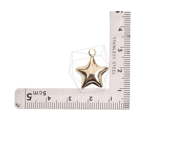 PDT-2714-G【2個入り】スターペンダント,Stars Pendant/15.7mm X 18.7mm 5枚目の画像