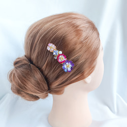 cosmos * コスモス * 紫 × 青紫 　バレッタ　スクエアーガラス　hair clip 9枚目の画像