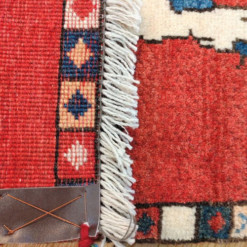 感謝キャン】ペルシャ ライオンギャッベ アマレバフト 95x70cm 茜色