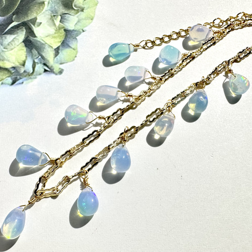 14kgfブルーカラーオパールブレスレット