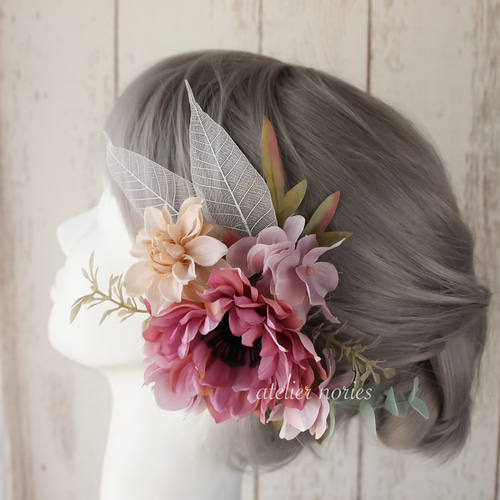 再販x3 ベレニス くすみカラーのクラッチブーケ ウェディングブーケ