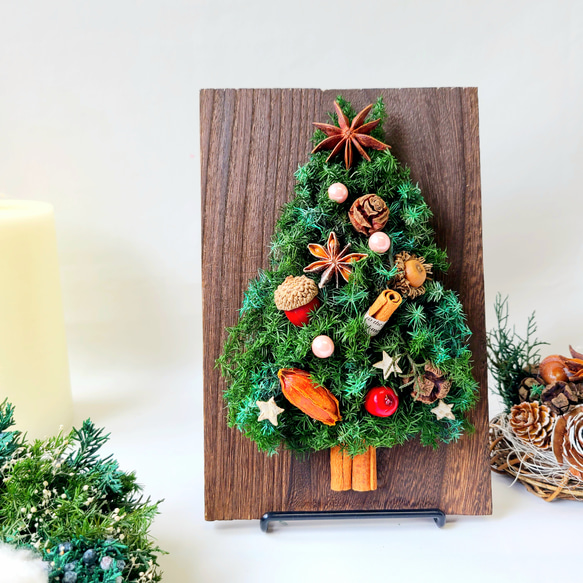 Creema限定クリスマス【winter scenery】木の実たちの ウッドボードリース&ツリーセット 5枚目の画像