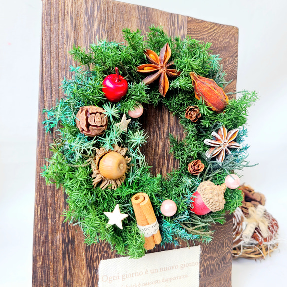 Creema限定クリスマス【winter scenery】木の実たちの ウッドボードリース&ツリーセット 10枚目の画像