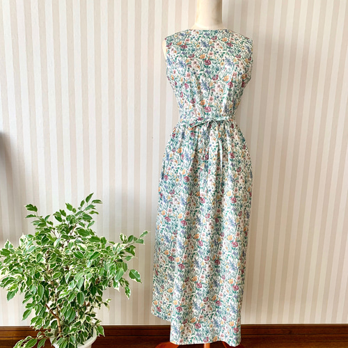 リバティ花柄ロングワンピース SALE ワンピース merci 通販 リバティ花柄ロングワンピース SALE ワンピース merci 通販