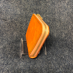革　Ｌ字ファスナー　財布　オレンジ　型押しローズ 8枚目の画像