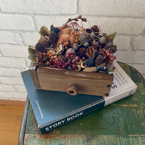 木ノ実のアレンジ 木の実のwoodBOXアレンジ*3colors ドライフラワー papaver 通販