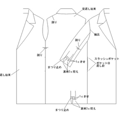 型紙　テーラード羽織コート（裏付き）　A035B-P　レディース 11枚目の画像