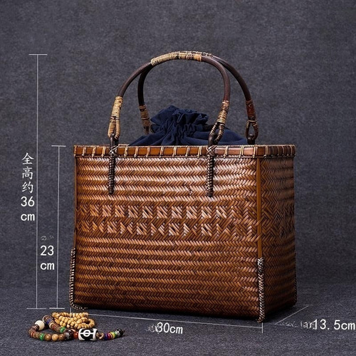 竹かご鞄 竹製品 竹バッグ かごバッグ 角口バスケットかご 茶道